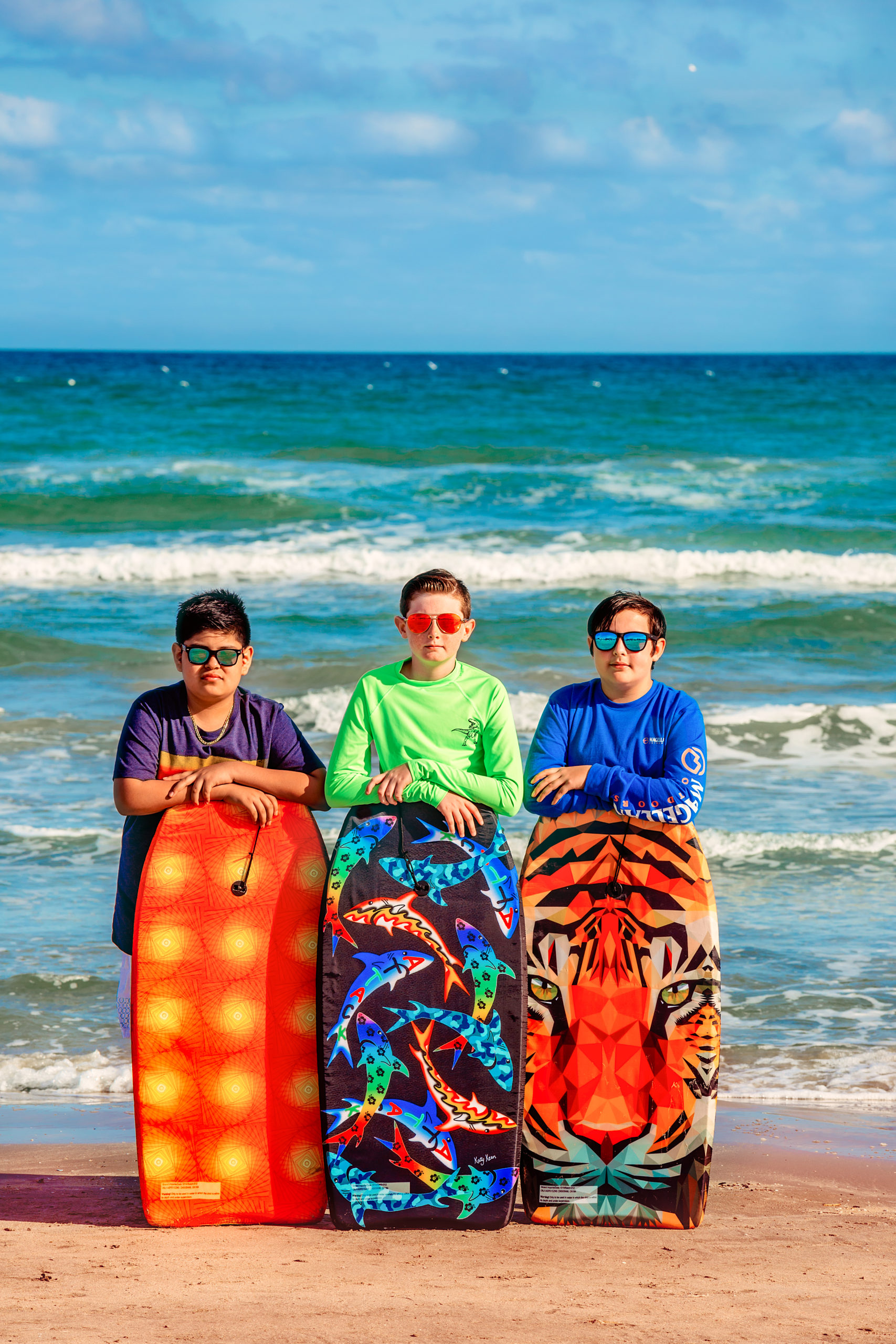Bodhi, Keegan and Delsyn got ready to body surf some waves!