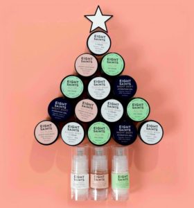 Eight Saints Skin Care Gift Discovery Kit Try out 11 of Eight Saints best sellers before you customize your routine. This is a perfect stocking stuffer.  $20 • eightsaintsskincare.com